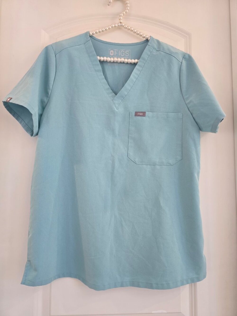 Figs Catarina Scrub Top Women's Size Medium, Color Sea Glass